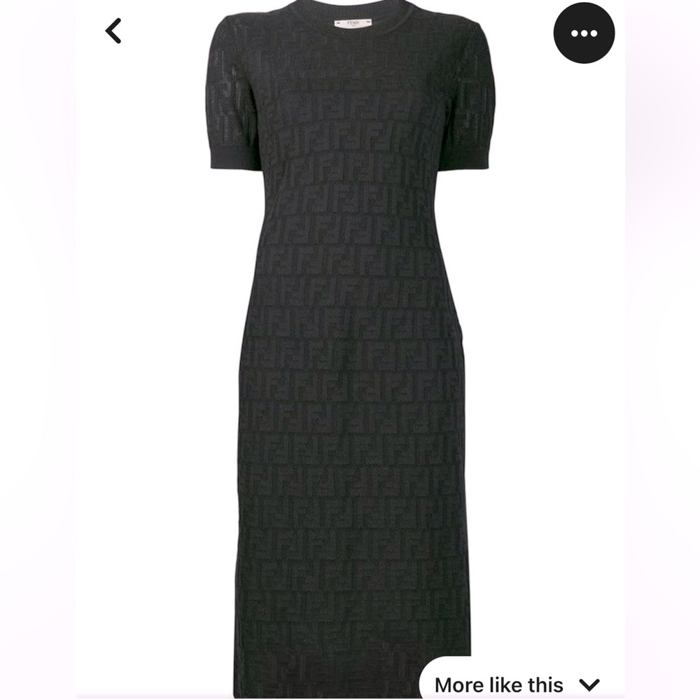Auth Black Fendi Knit Midi Dress w/ FF Logo